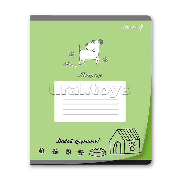 Тетрадь 12л. линия "Давай дружить" пластик. обложкой 180 мкм. с трафарет. печатью