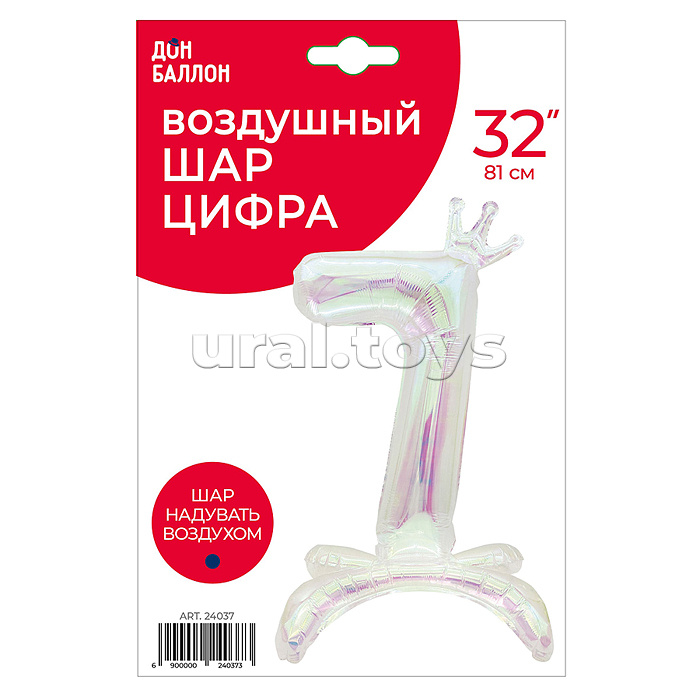 Шар (32''/81 см) Цифра, 7 Корона, на подставке, Хамелеон, Хамелеон, 1 шт. в уп.