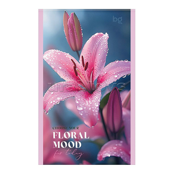 Блокнот А6 32л., на скрепке "Floral mood", блестки