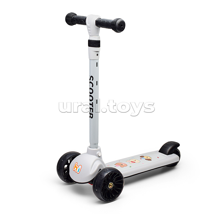 Самокат 3-х кол., PU, цвет белый