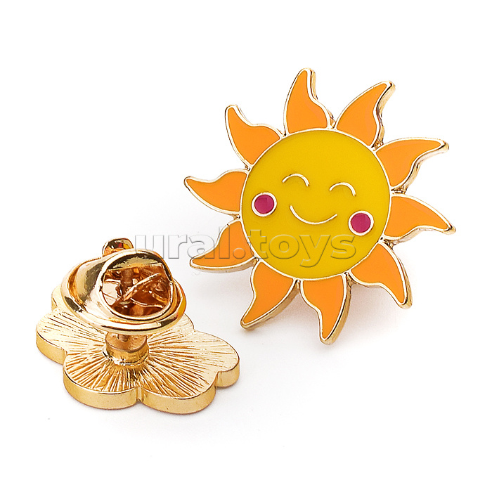 Набор значков "Unicorn" эмалированные, размер изделий: тучка 2x1,5 см, единорог 2,8x2,6 см, солнышко 2,6 см, на карточке 7,0x9,5 см с пластиковым пакетом