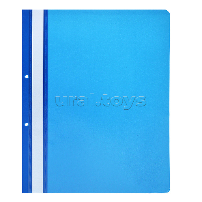 Папка-скоросшиватель A4 с перфорацией, с прозрачным верхним листом, 100/110 мкм, с индивидуальной маркировкой, синяя