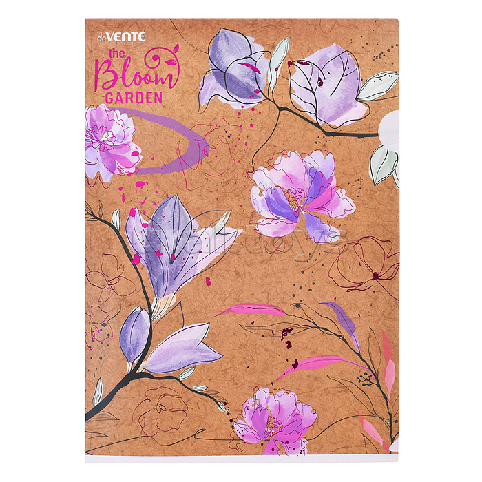 Папка-уголок "Bloom Garden" A4 (220x310 мм) 180 мкм, фактура крафт-имитация с рисунком, индивидуальная маркировка, тиснение фольгой