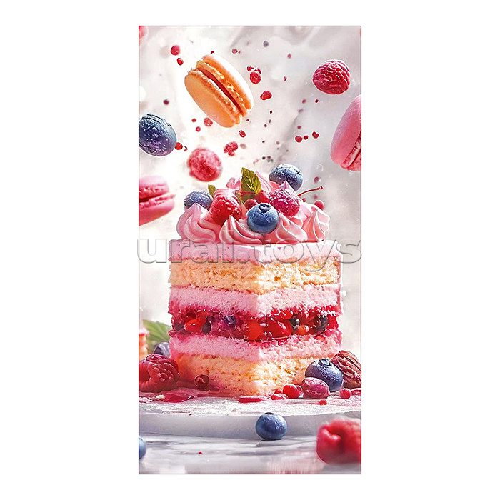 Конверт для денег без надписи (кусок торта с кремом и ягодами, пирожные и ягоды вокруг)