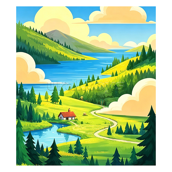 Картина по номерам "Горная река" 40*50 см, (цветной холст)