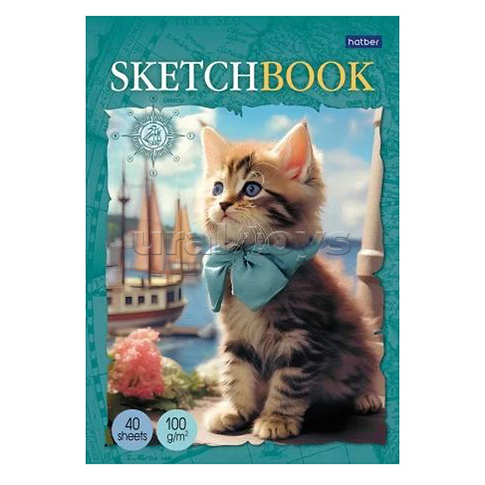 Блокнот SketchBook 40л А5ф "Котики-артисты" без линовки 100г/кв.м отрывная склейка.