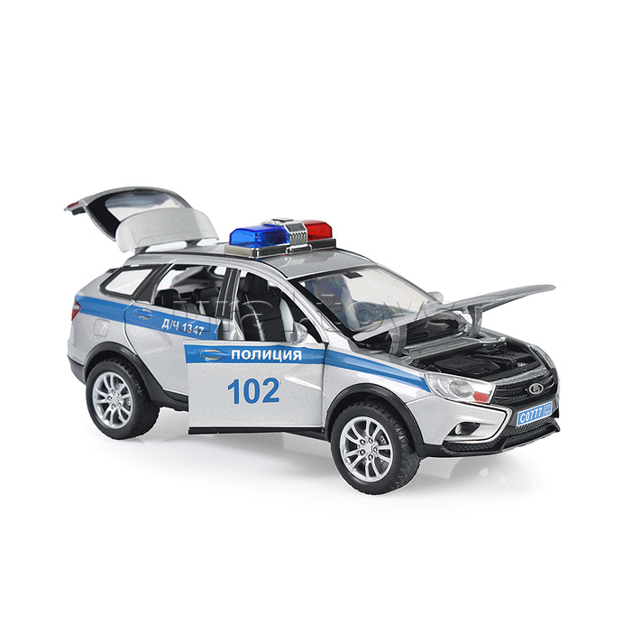Машина металл LADA Sw Cross Полиция 17,5 см, (двери,свет-звук) в коробке