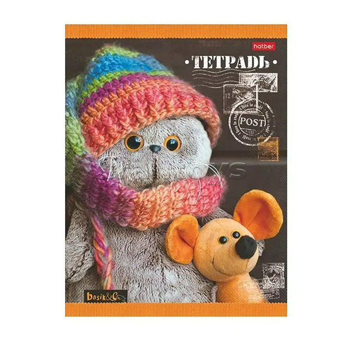 Тетрадь 18л. клетка "Кот Басик"А5 на скобе