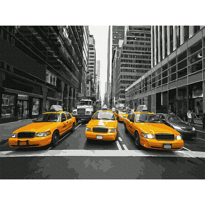 Картина по номерам 40х50 "Желтое такси Нью-Йорка" (18 цветов)