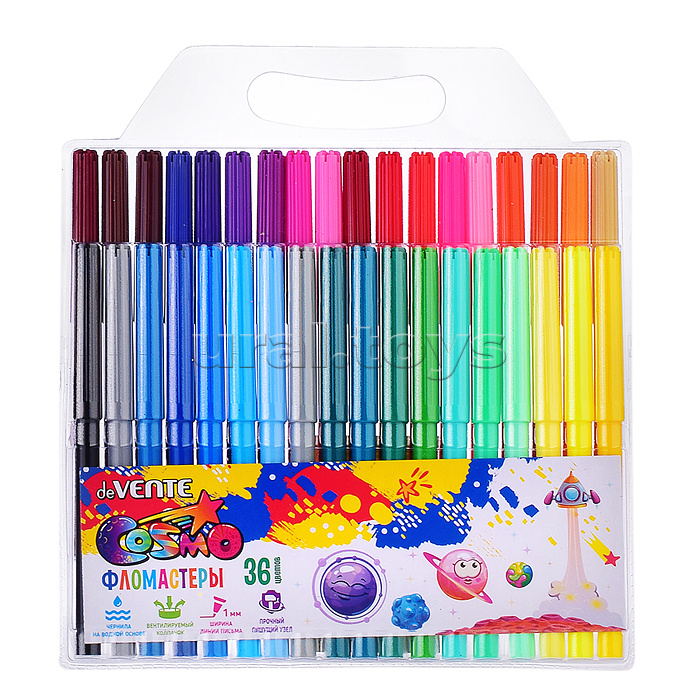 
Фломастеры 36 цв. с вентилируемым колпачком, в пластиковом блистере