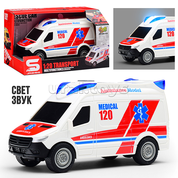 Машина "Скорая помощь" 1:20 (свет, звук) в коробке