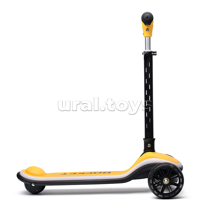 Самокат трёхколёсный ROCKET светящиеся колеса PU, дека, рулевая стойка, цвет жёлто-чёрный