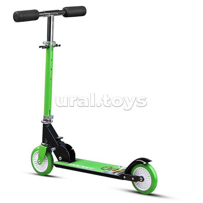 Самокат 2-х колесный ROCKET,колеса PU/ 125 мм, ABEC 7, зеленый (в пакете)
