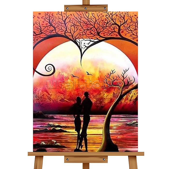 Мозаика алмазная "Закат" (с гирляндой) 20*30см.