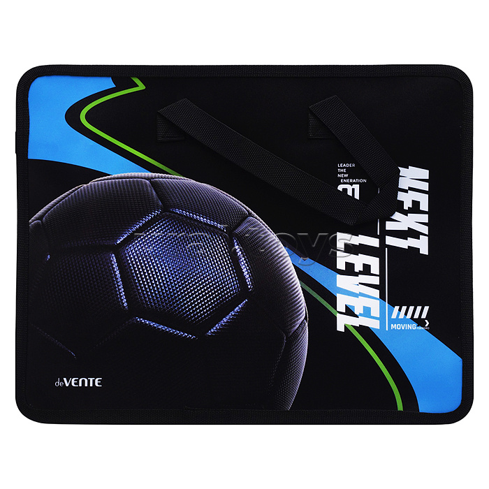 Папка для тетрадей, ИЗО и технологии "Next Level Football" A4 (33,5x26x10 см) с текстильным расширением 10 см, на молнии сверху, пластик 400 мкм, текстильные ручки, в пластиковом пакете