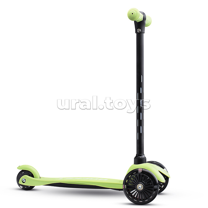 Самокат 3-х колесный ROCKET,колеса PU со светом, светящаяся стойка, ABEC 7, зеленый