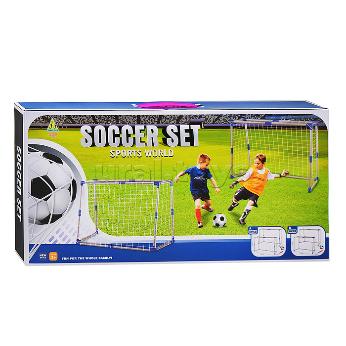 Ворота футбольные "Веселая игра" (мяч, насос) в коробке