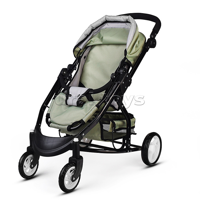 Коляская кукольная металлическая, с корзиной, цвет серо-зеленый