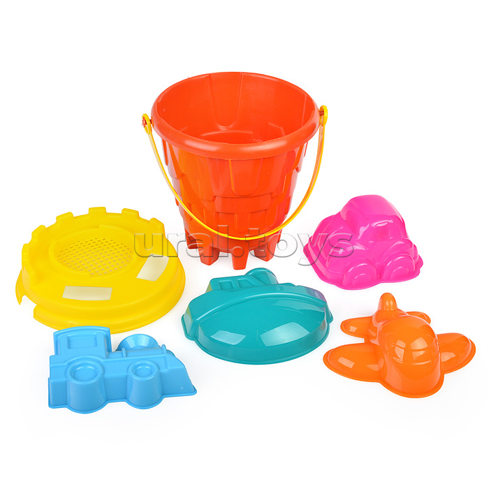 Набор песочный №8 (ведро+фомочки транспорт 4 шт.)