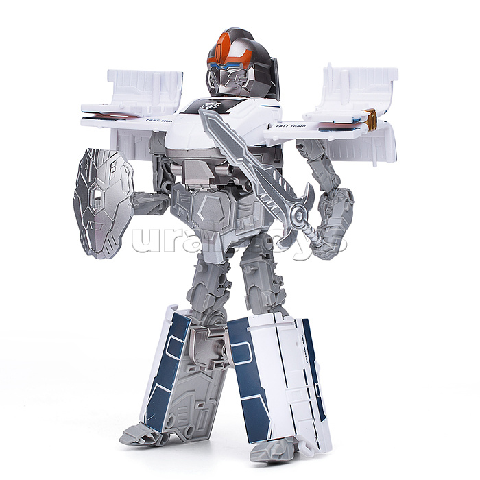 Трансформер 2в1 "Робот-поезд" цвет голубой, BOX 27,6х21,3х10,9см