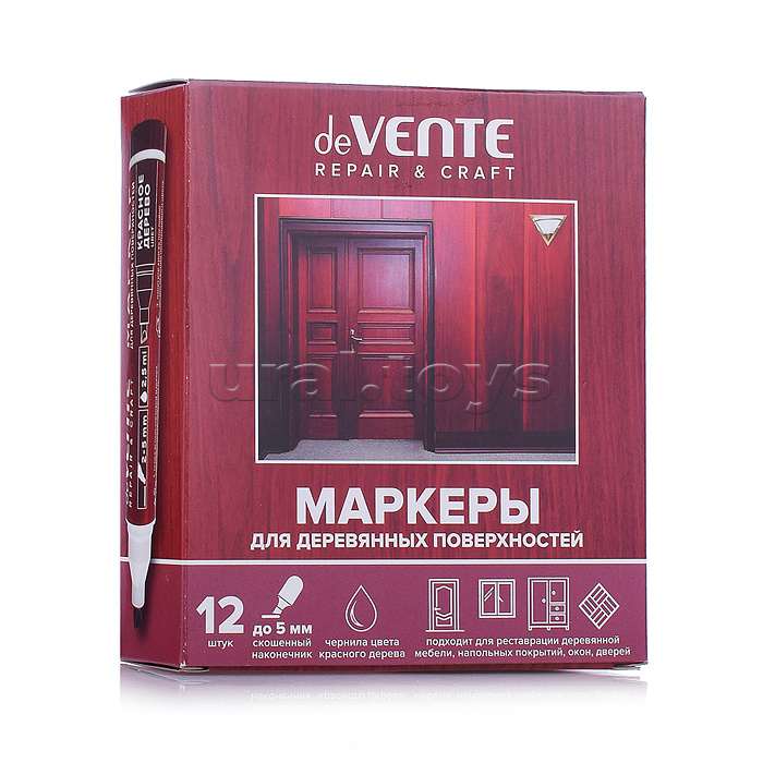 Маркер для деревянных поверхностей "Repair" круглый корпус, скошенный наконечник, ширина линии письма 1-5 мм, цвет - красное дерево