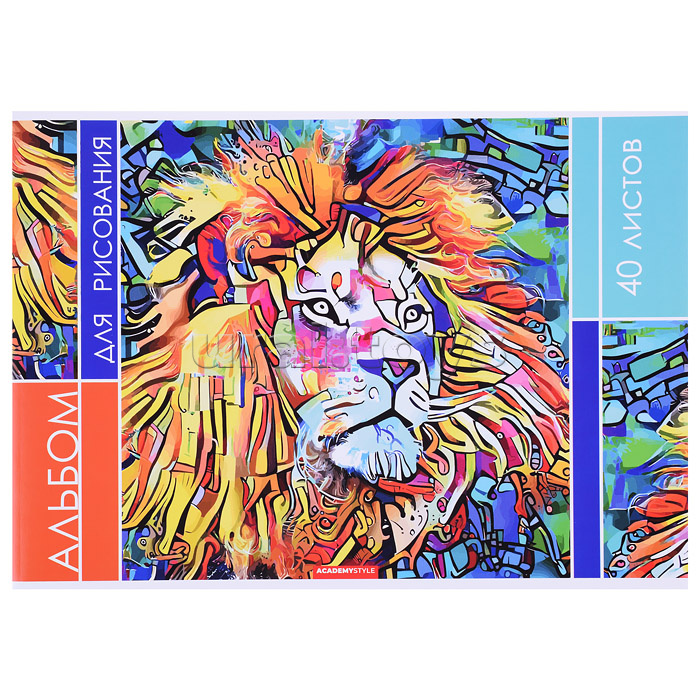 Альбом для рисования 40л А4 "Мозаичный лев"