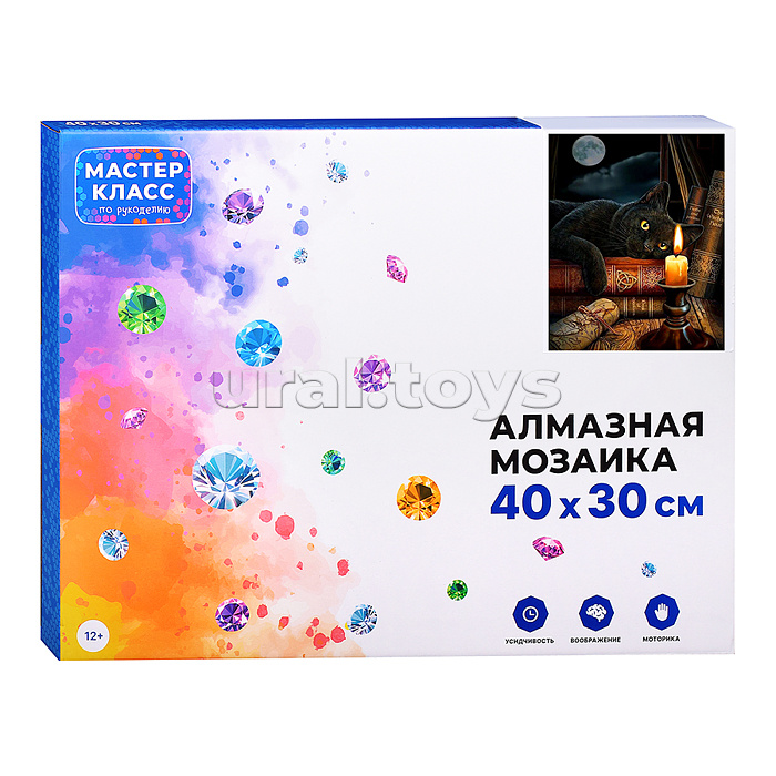 Мозаика алмазная "Черный кот" 30*40см.