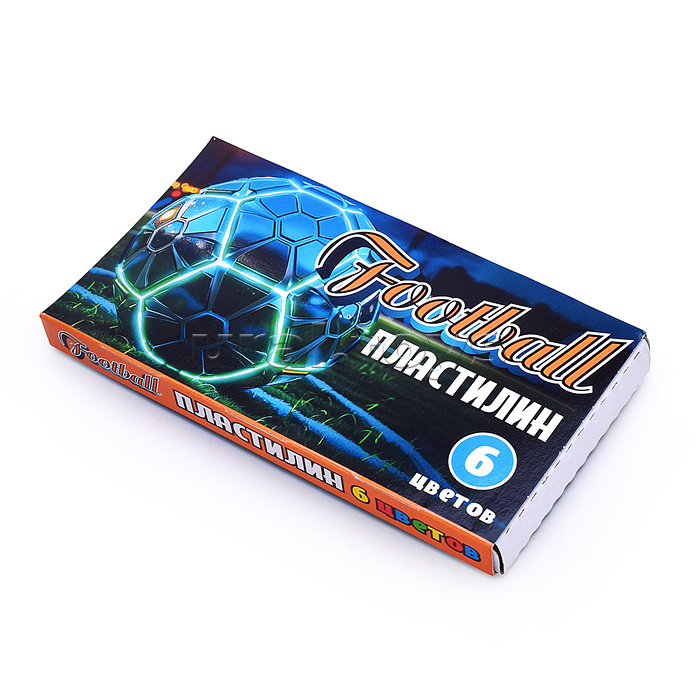 Пластилин 6 цветов "Футбол" 120 гр, стека пластиковая, в термоусадке, картонная упаковка
