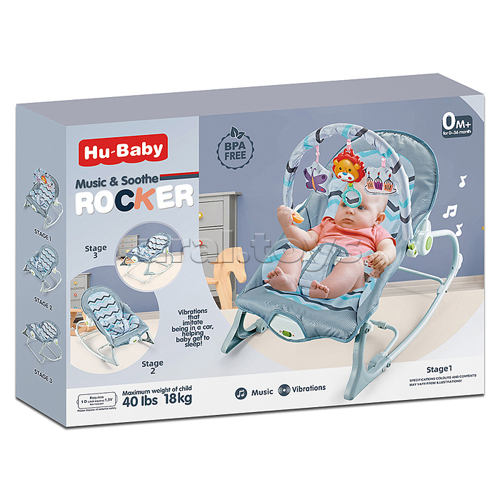 Шезлонг детский "Зигзаги" в коробке