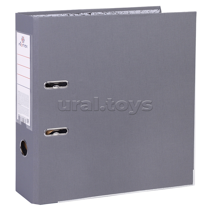 Папка с арочным механизмом A4 75 мм PP разобранная, металлическая окантовка, запечатка форзаца, наварной карман с этикеткой, серая