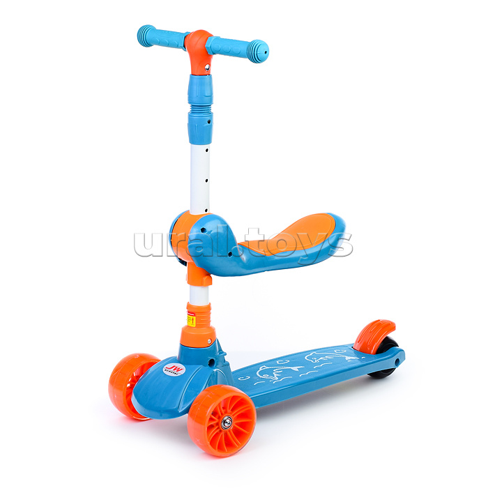 Самокат 3-х кол., голубой, PU, ABEC 7, в коробке