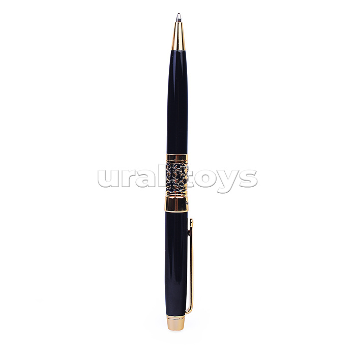 Набор ручек подарочных Венецианский синий 1 мм 2 пр.набор: шариковая ручка, перьевая ручка металл черный
