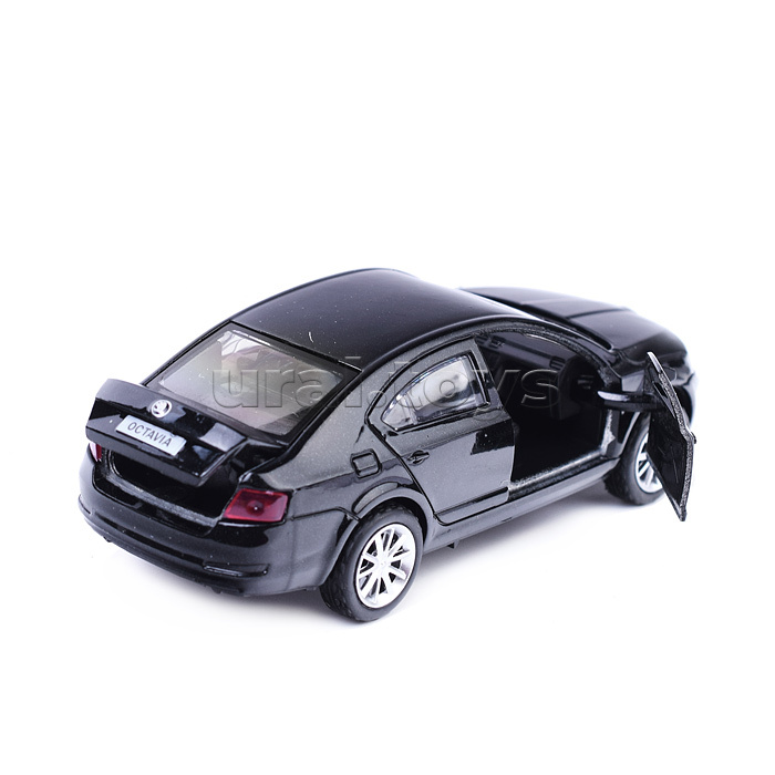 Машина металл Skoda Octavia 12 см, (двери, багаж, черный) инерц. в коробке