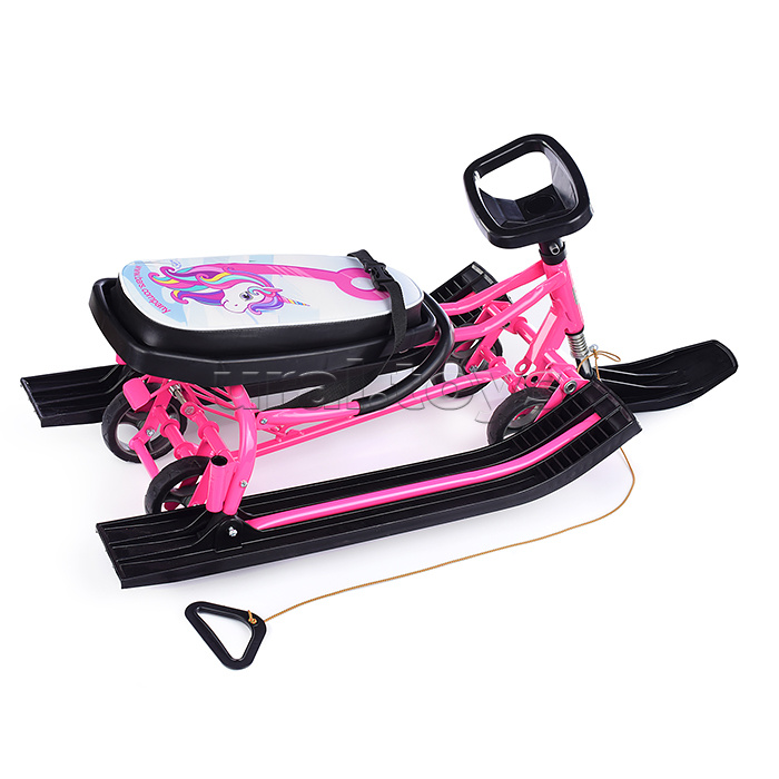 Игрушка Снегокат детский 109 "Wheel" c П-образным толкателем и колесной базой (Единорожка)