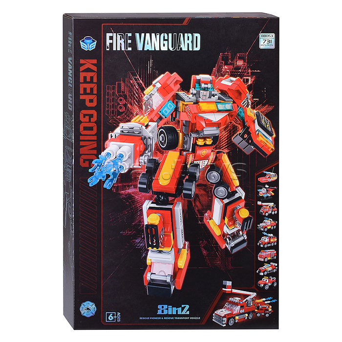 Конструктор "Робот трансформирующийся в пожарную машину" (731 дет.) в коробке