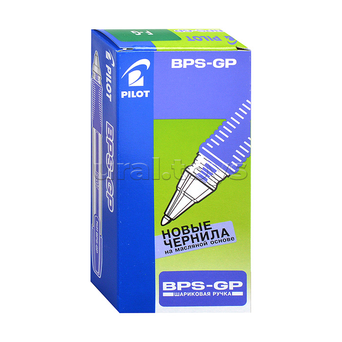 Ручка шариковая "BPS" зеленая 0,7 мм прозр. кругл. корп. грип