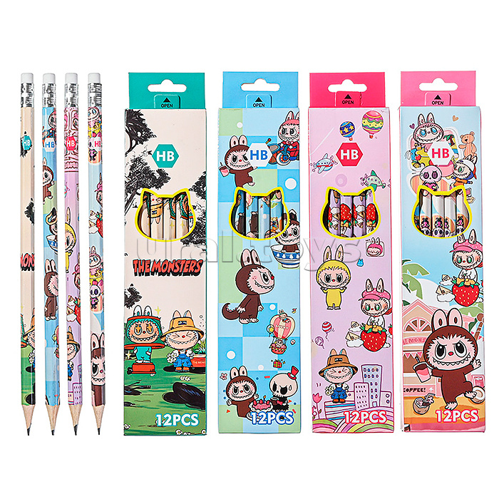 Карандаш чернографитный деревянный "Зубастик" НВ, с ластиком Карандаш чернографитный деревянный "Зубастик" НВ, с ластиком