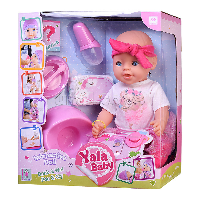 Пупс "Машенька" (пьет, писает, слезы) с аксессуарами, в коробке