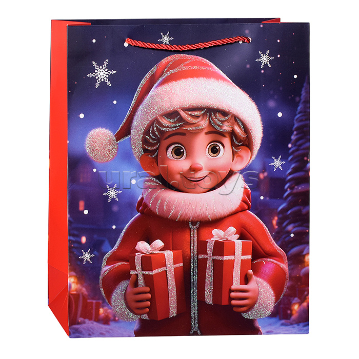 Пакет подарочный "Счастливый праздник" 26*10*32 см.