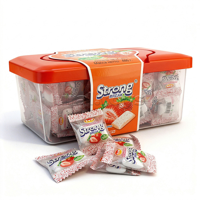 Жевательная резинка «Strong Break» со вкусом клубники и мяты 2,7г*180шт