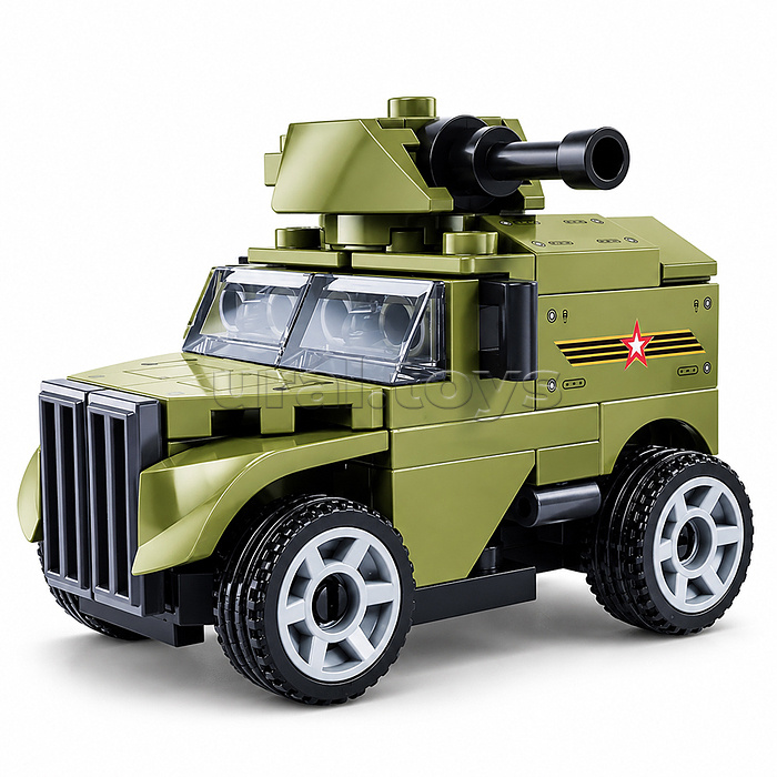 Конструктор "Военный автомобиль с пушкой" (54 дет.) в коробке