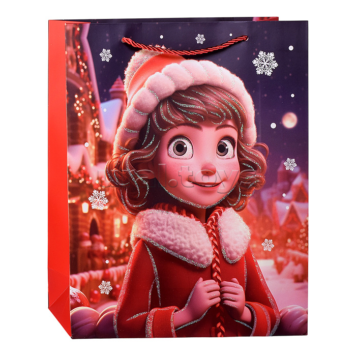 Пакет подарочный "Счастливый праздник" 26*10*32 см.