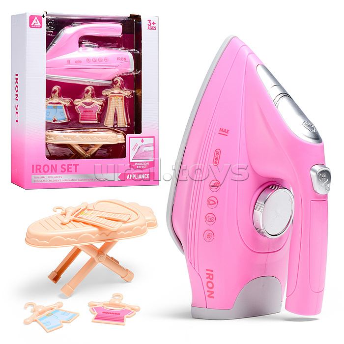 Бытовая техника "Утюг с гладильной доской" в коробке( цвет розовый)