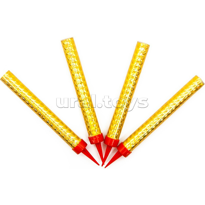 Свеча Фонтан для торта, Золото, 10 см, 4 шт.