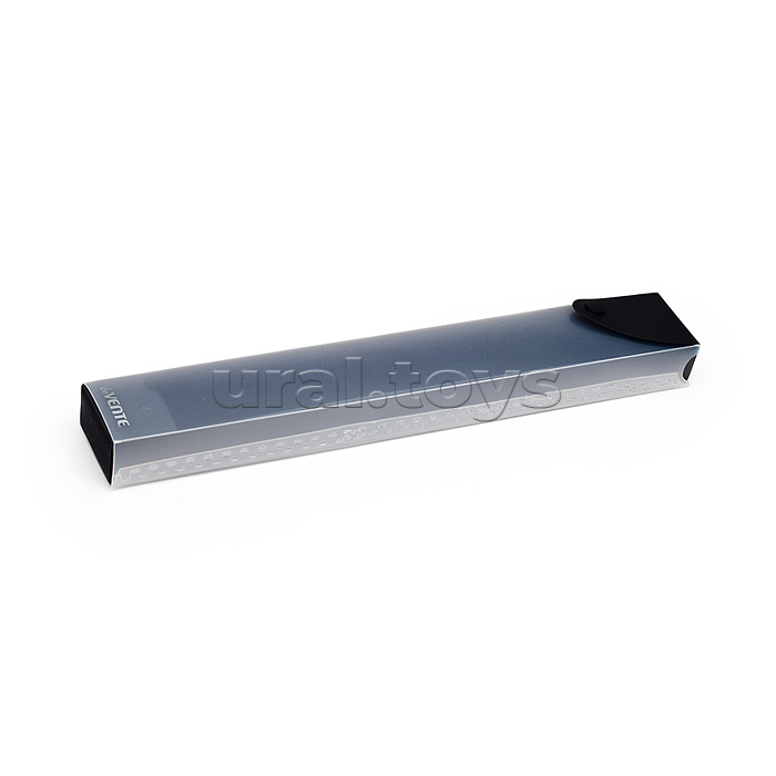 Пенал для кистей "Limited Edition. Uno Black" 35x5x3 см, прямоугольный для 25 предметов, выдвижной, на кнопке, пластик 550 мкм, фактура "песок" черный с дымчатым, в пластиковом пакете