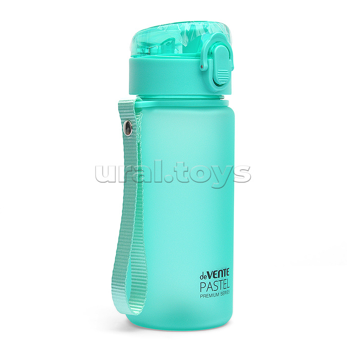 Бутылка "Pastel" 400 мл, 18x6,5 см, пластиковая, с диффузором, матовая, бирюзовая, с нескользящим покрытием и текстильной петлей