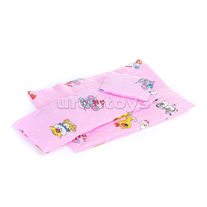 Кровать кукольная с комплектом белья 4 предмета (матрас, подушка, одеяло)