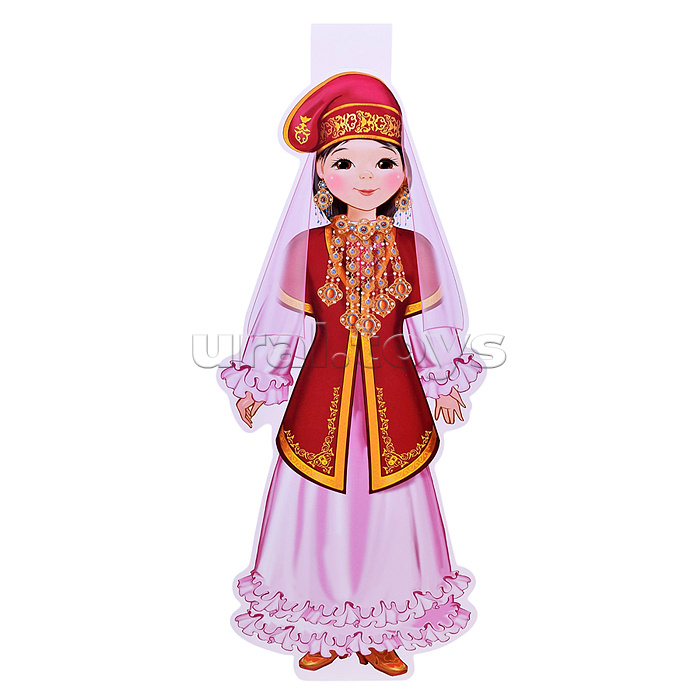 Плакат вырубной А3 в пакете. Девочка в татарском костюме (двухсторонний, в индивидуальной упаковке, с европодвесом и клеевым клапаном)