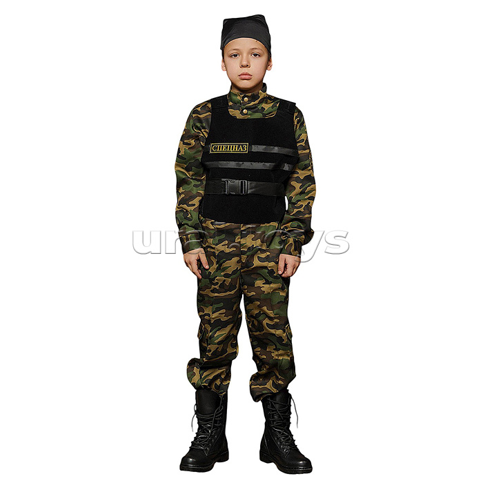 Костюм "Спецназ"(рубашка, брюки, бронежилет, бандана) размер 152-80
