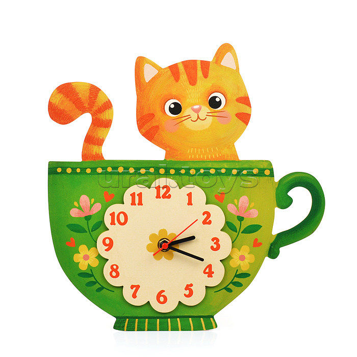 Настенные детские часы "Кот в чашке"